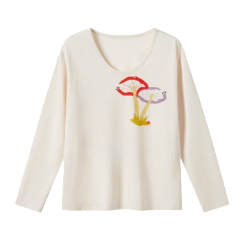Mushroom Pattern V-Neck Long Sleeves