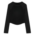 Polka Dot Patchwork Slim Black Long Sleeves