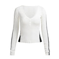 Sporty White & Black Slim-Fit Long Sleeves